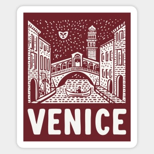Venice Italy - Minimalist Canal Linework Sticker